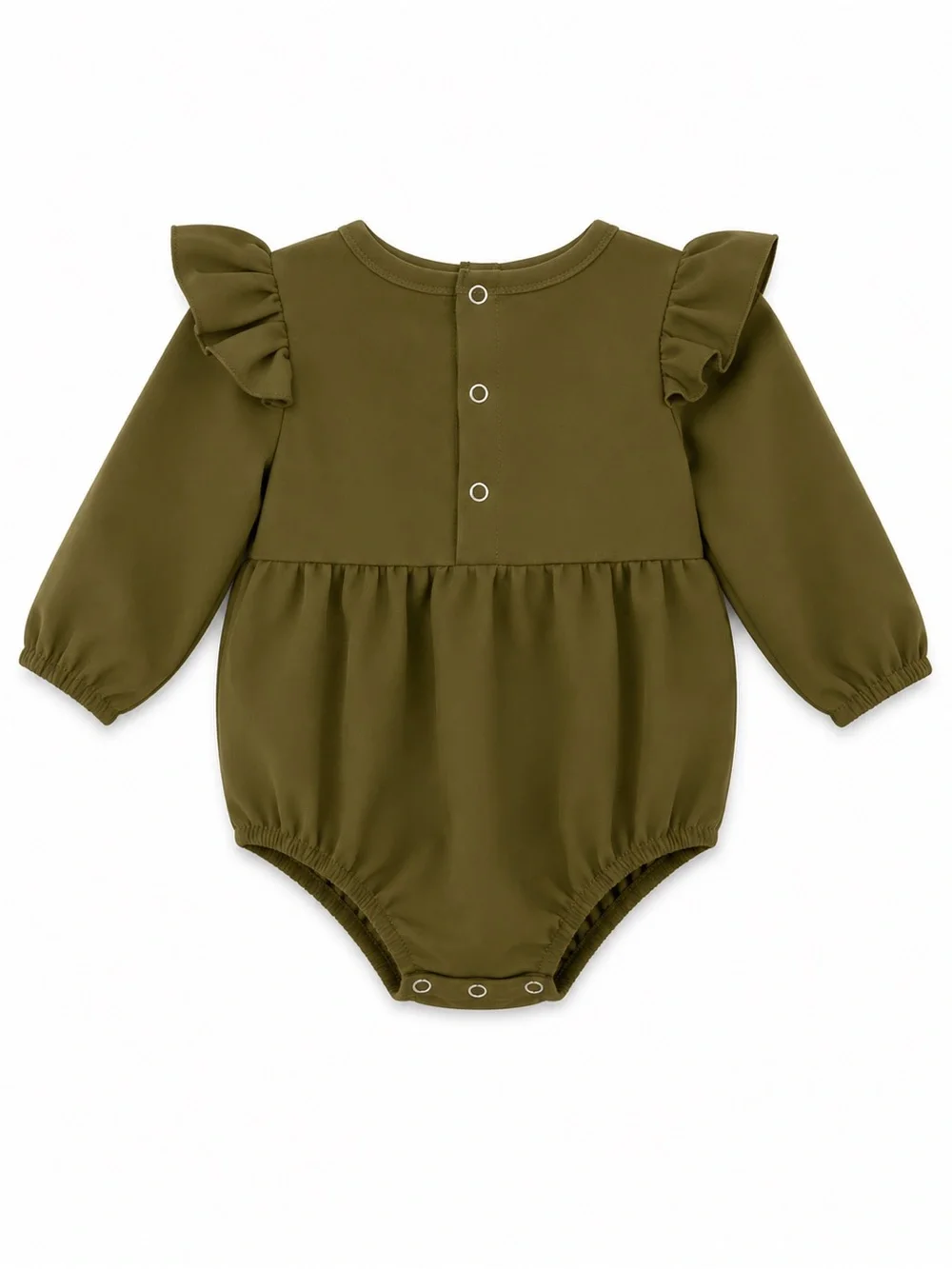 Bailey’s Blossoms Olive Flutter Sleeve Bubble Romper 3-6M Baby Girl